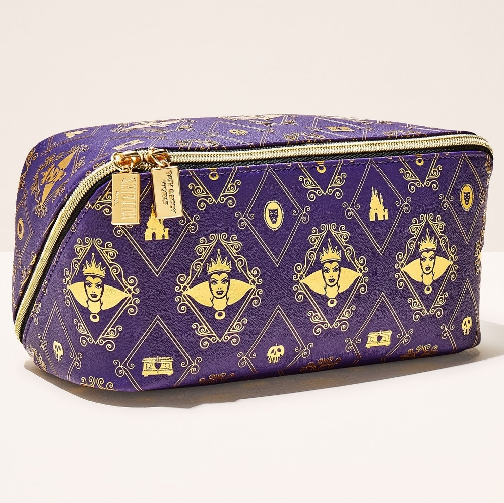 Bath Body Works Disney Villains Evil Queen Cosmetic Purple Gold Cosmetic Bag NEW